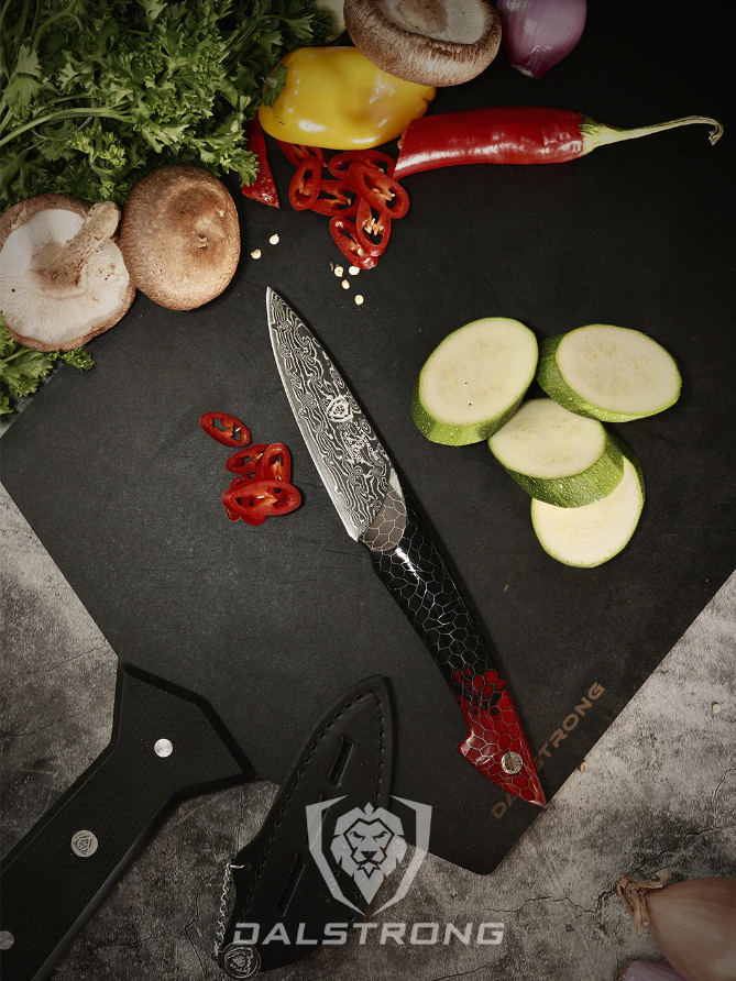 CUSTOM CUTTING BOARD WITH 5 PIECE PROFESSIONAL CHEF KNIFE SET