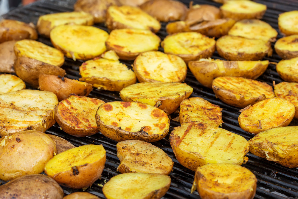 sliced and grilled potatoes