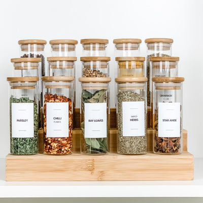 Bamboo Spice Jars, Spice Jar Set, Modern Minimalist Spice Jars