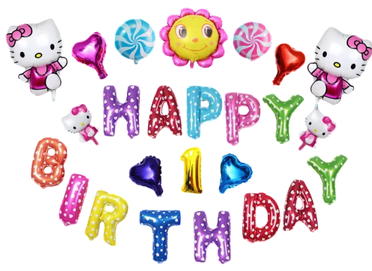 Happy Birthday Hello Kitty Sunshine Hearts Balloon Set