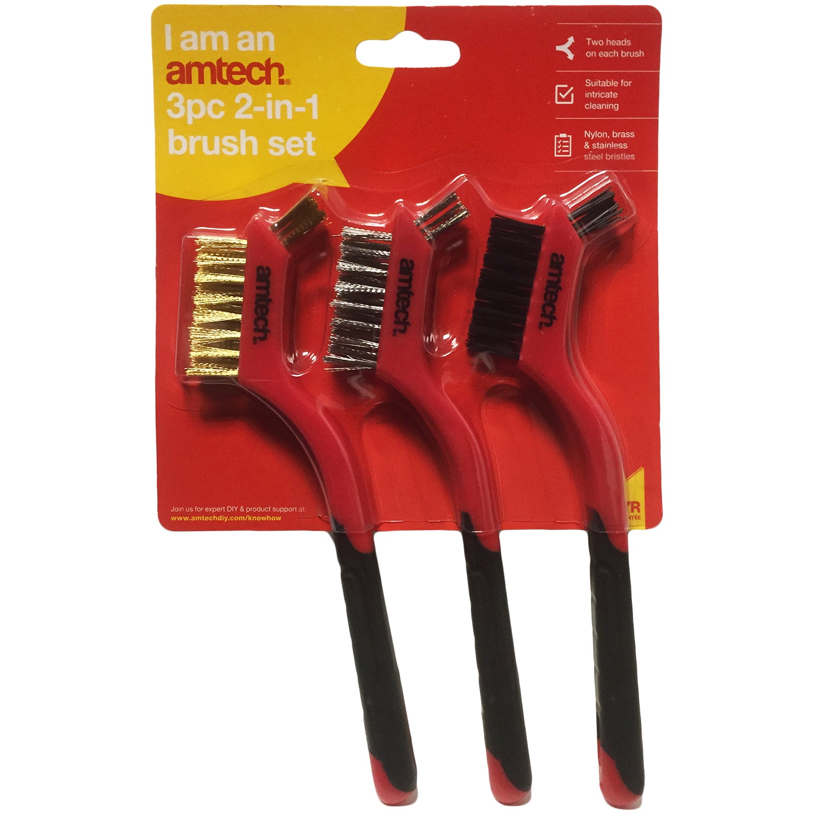 Draper 07435 - Brassed Steel Crimped Wire Brush Set (3 Piece) - Red Box  Tools