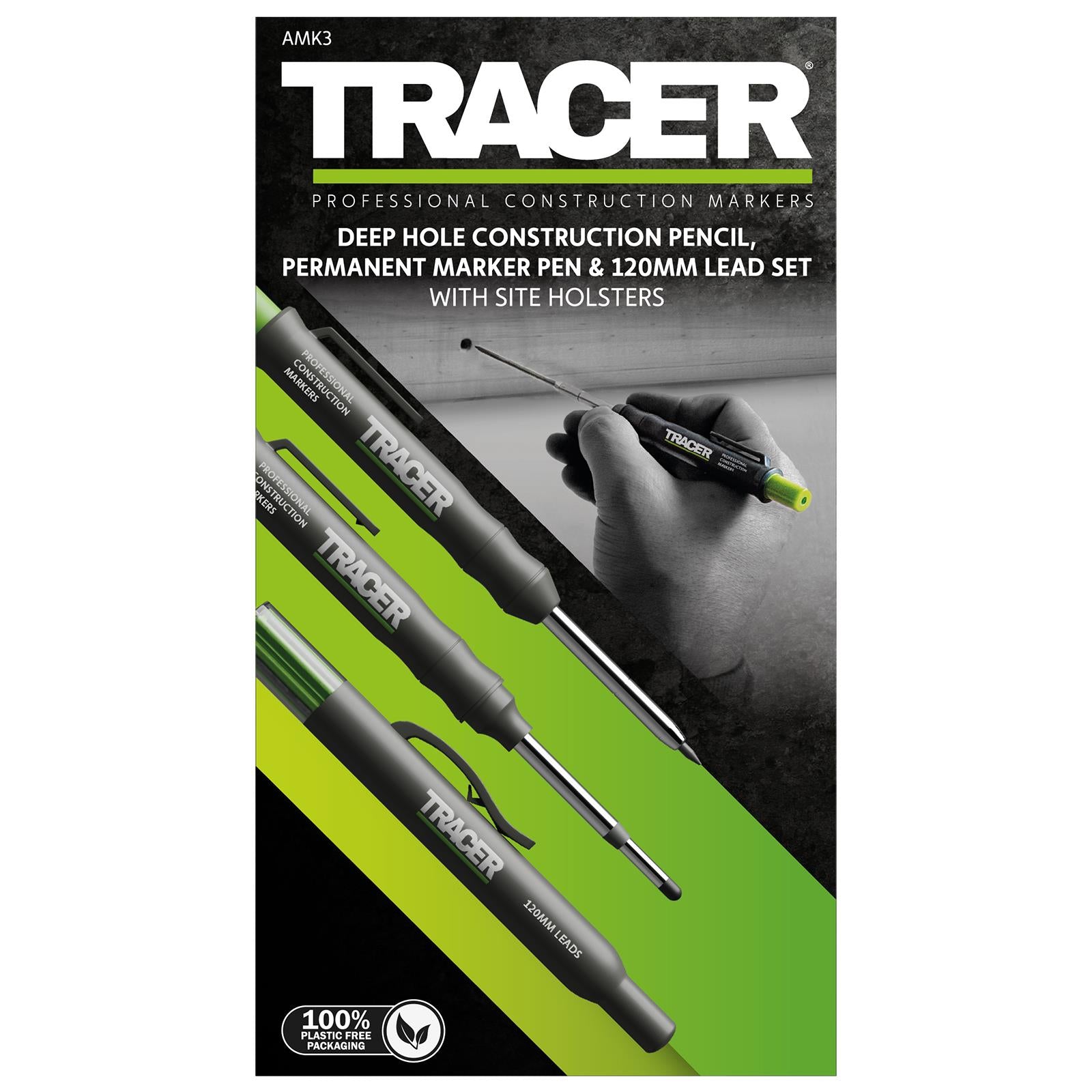 TRACER ProScribe Tool with Deep Hole Pencil, 6X Replacement Lead Holster  and Carry Case (Multi-Function Scribe Tool)