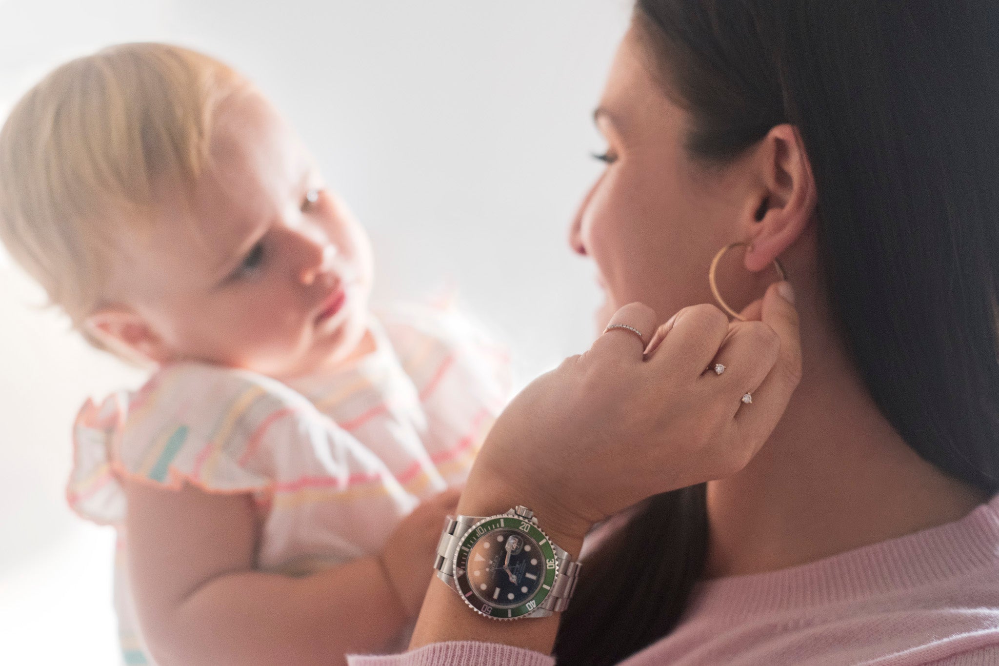 celine khavarani and baby looking at each other