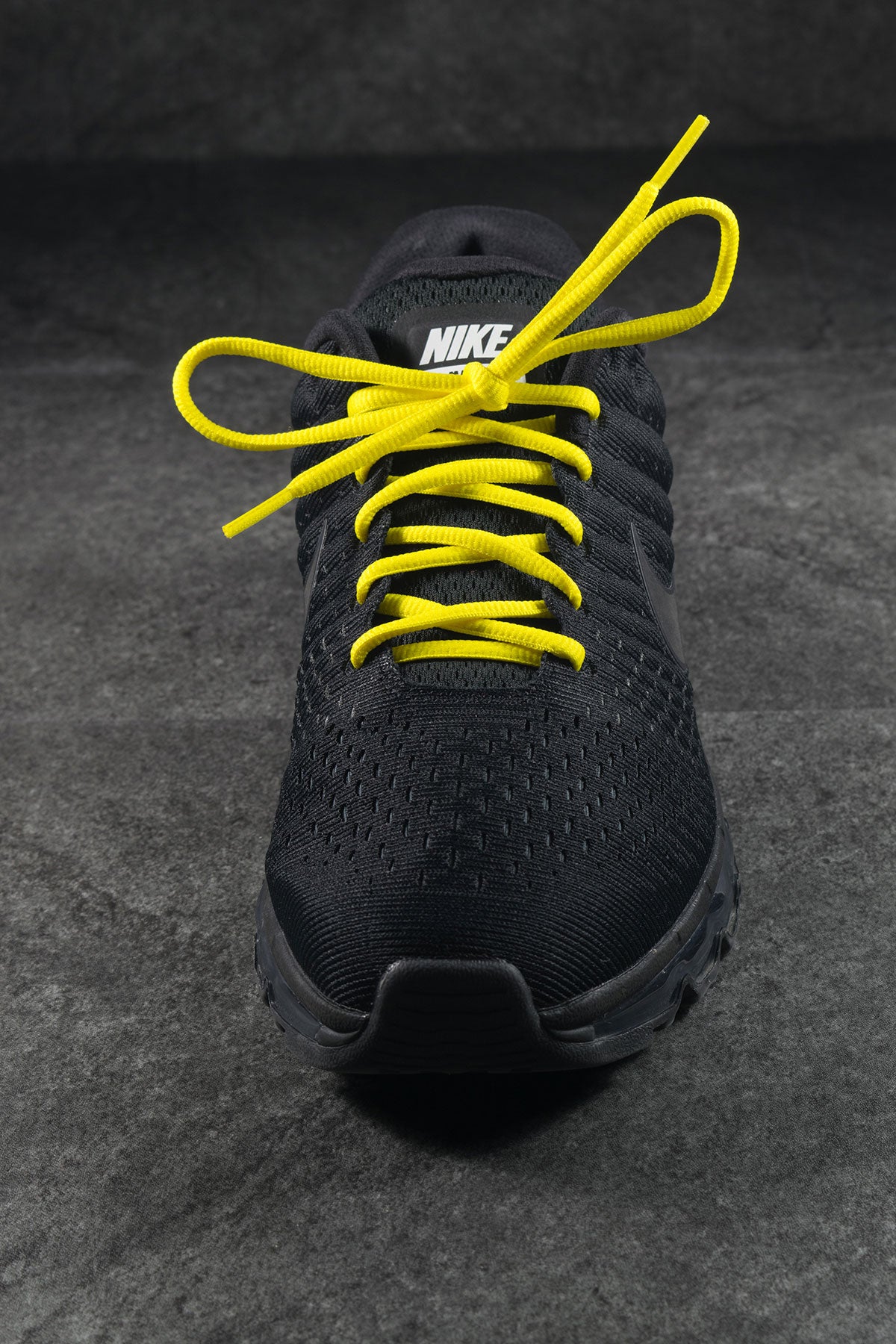 black and yellow shoelaces
