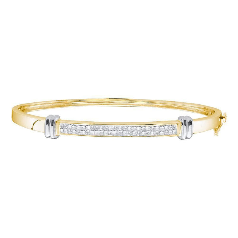 14K Two-tone Yellow Gold Women Princess Diamond Bangle Bracelet – Jawa ...