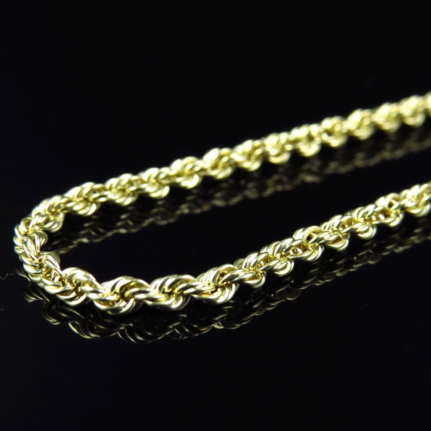 10K Mens Yellow Gold 2MM Hollow Rope 