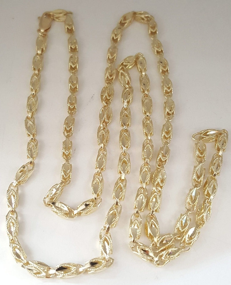 4MM Womens 10K Yellow Gold Turkish Style Link Chain Necklace 18