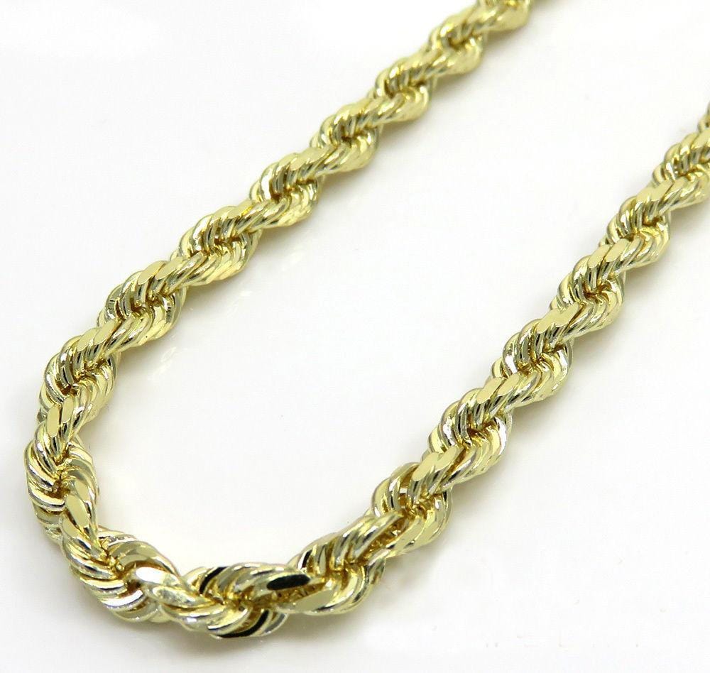 14k Yellow Gold 4mm Solid Rope Chain Diamond Cut Necklace Jawa Jewelers 