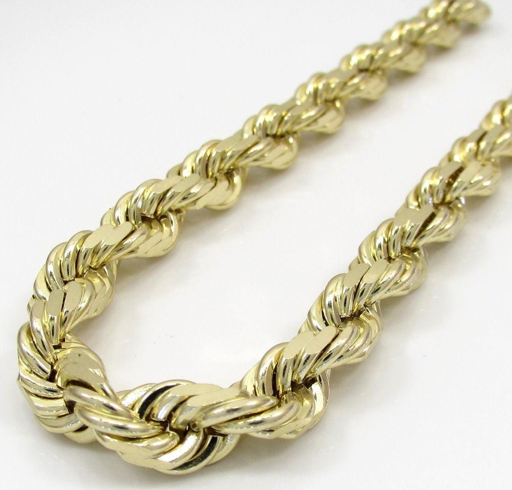 Mens 10K Yellow Gold 7MM Rope Chain 