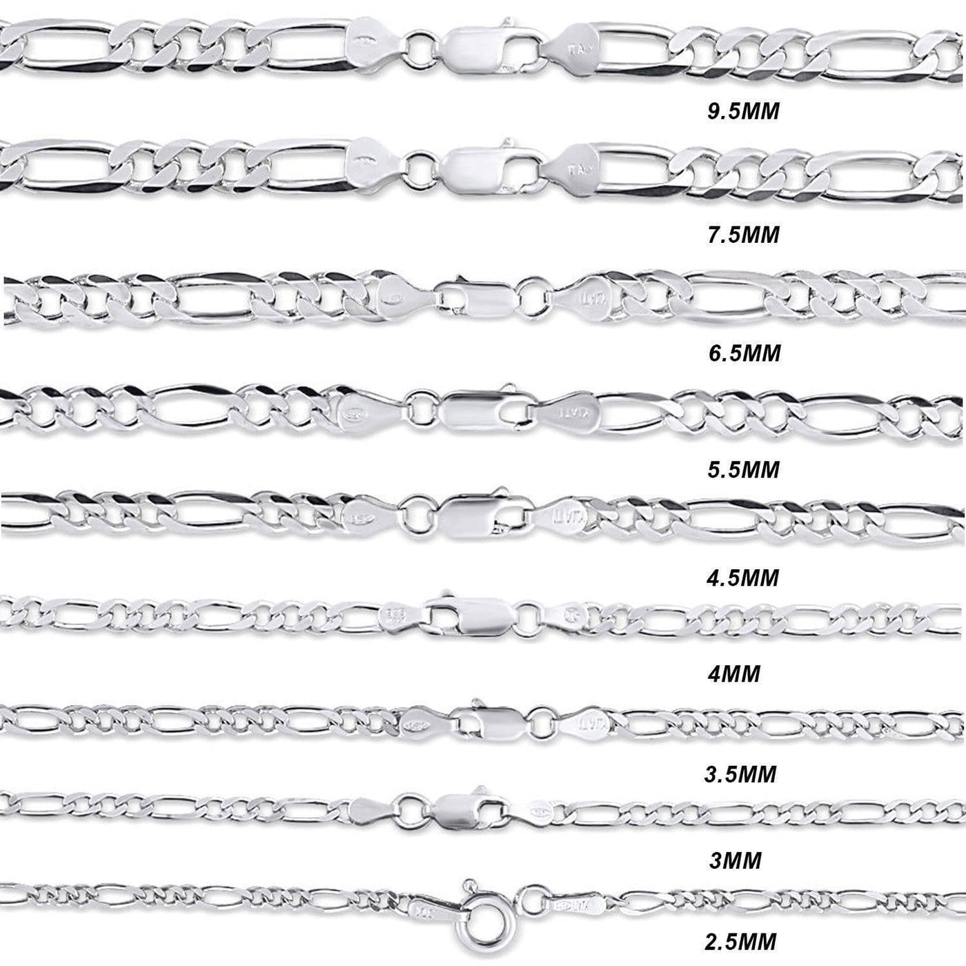 9.5MM 925 Sterling Silver Figaro Link Chain Necklace – Jawa Jewelers