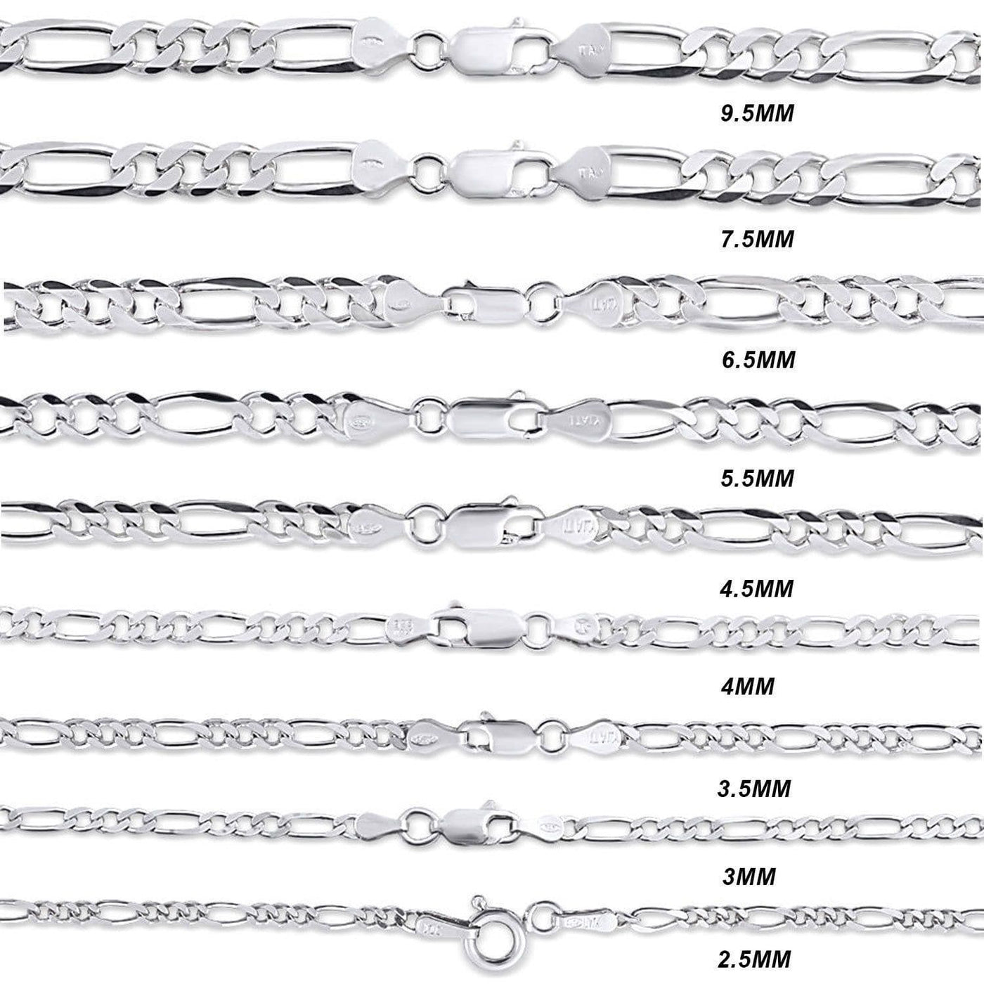 925 Silver Figaro Chain 22" 8mm Limited price sale