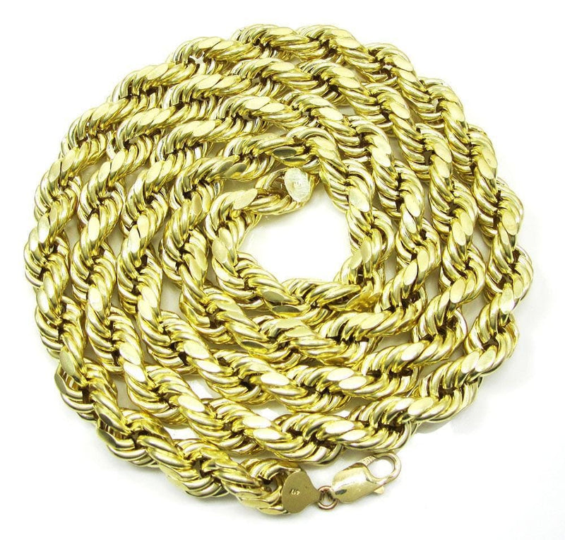 14k Yellow Gold 5mm Solid Rope Chain Diamond Cut Necklace Jawa Jewelers 3527