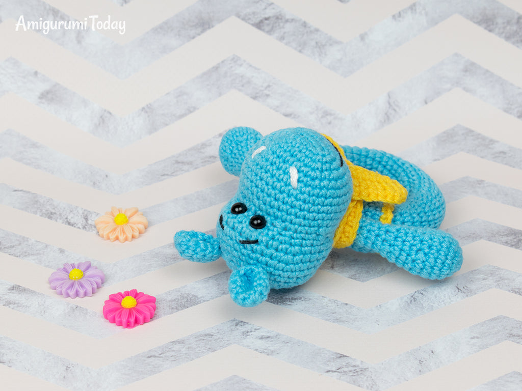 Hippo baby rattle crochet pattern - printable PDF