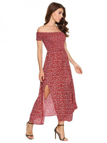 floral off shoulder dress side view hautify