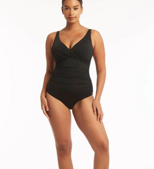 Sea Level Essentials Spliced B-DD Cup One Piece Swimsuit - Black