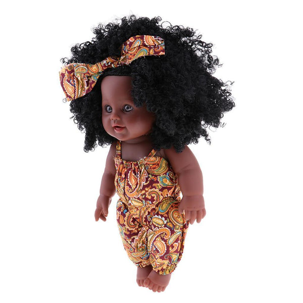 12inch African American Doll Black Baby Girl with Head Band Perfect Gift - BrownKidSwag