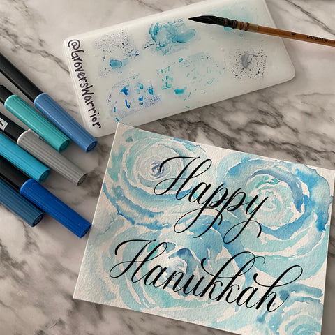 Happy Hanukkah Blue Roses