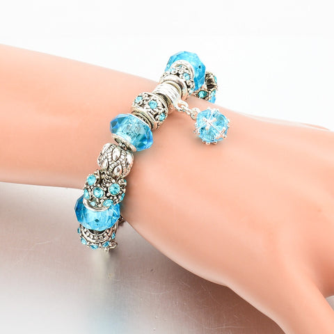 Variasi Gelang  Perak Crystal Biru Cantik Menawan