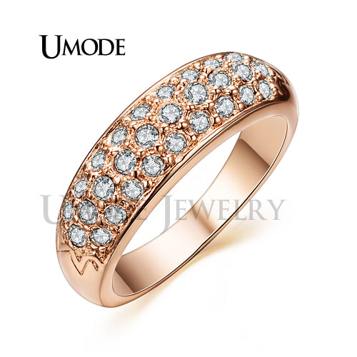  Cincin  Klasik  Rose Gold Plated Rhinestones Studded 