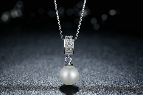  Kalung Perak Wanita  Sterling Silver Simulated Pearl 