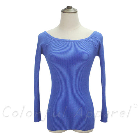  Sweater Wanita Cantik Strapless Off Shoulder Pullover Wool 