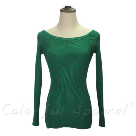  Sweater Wanita Cantik Strapless Off Shoulder Pullover Wool 