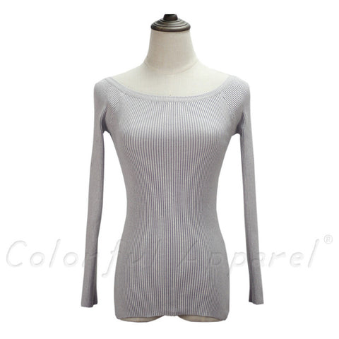  Sweater Wanita Cantik Strapless Off Shoulder Pullover Wool 