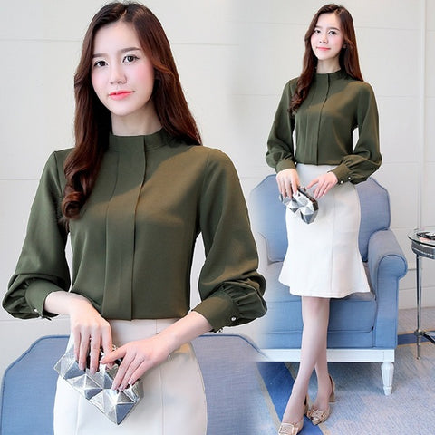 Baju Kerja Wanita Blouse Cantik - Chiffon Casual Long ...