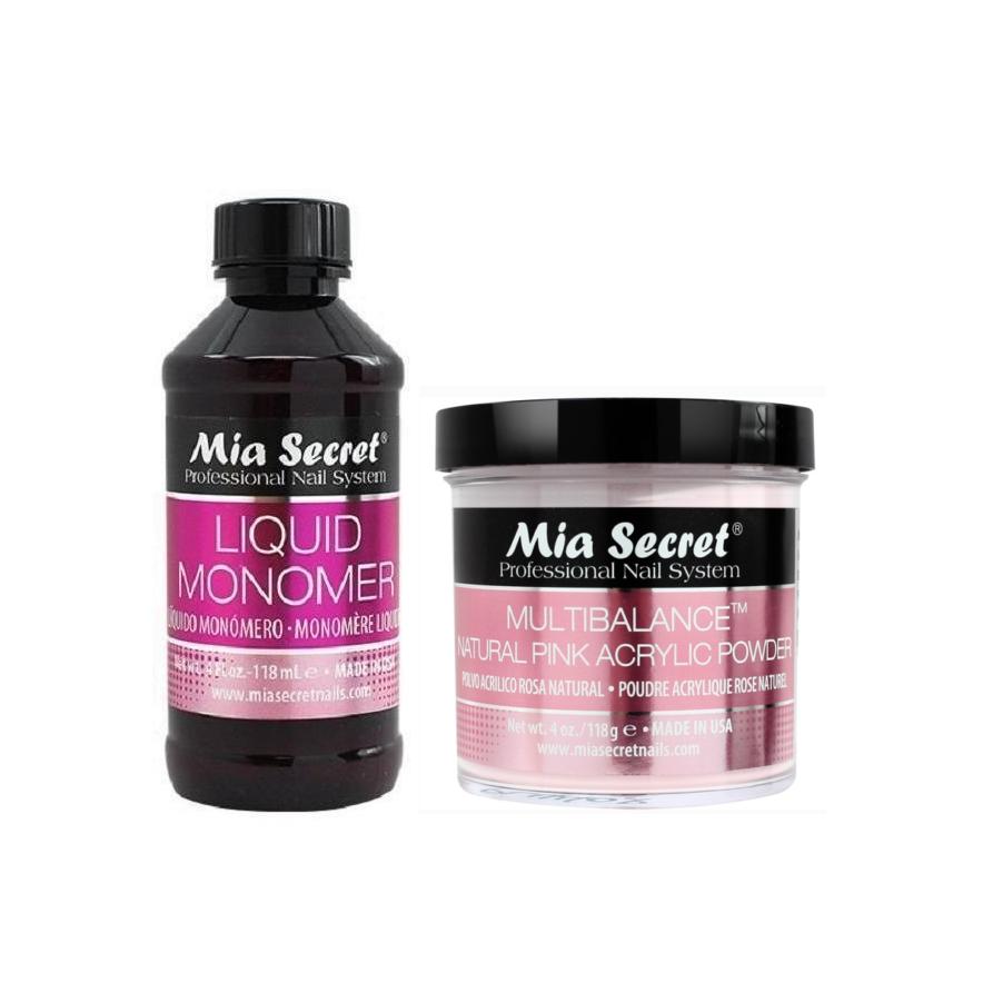 Mia Secret Acrylic Nail Powder Nautral Pink Multi Balance + Monomer 4o ...