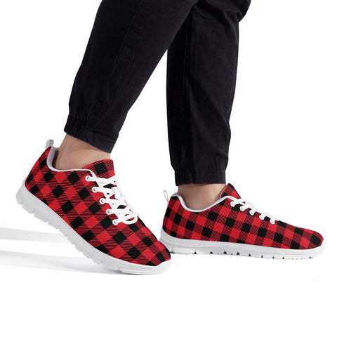 Red Buffalo Plaid Mens EVA Mesh Running Shoes