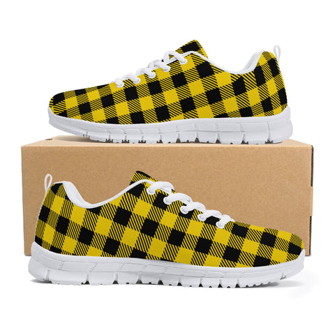 Yellow Buffalo Plaid Mens EVA Mesh Running Shoes