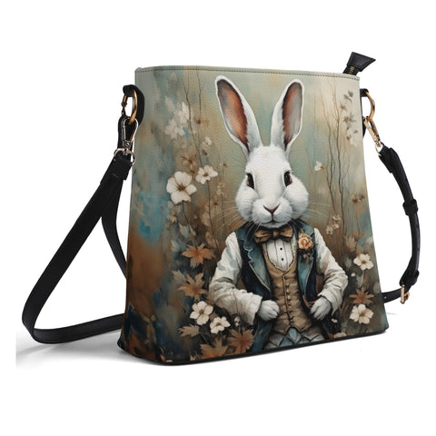White Rabbit Dark and Whimsical Womens Bucket Bag Shoulder Bag