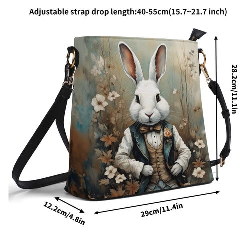 Size Chart White Rabbit Dark and Whimsical Womens Bucket Bag Shoulder Bag