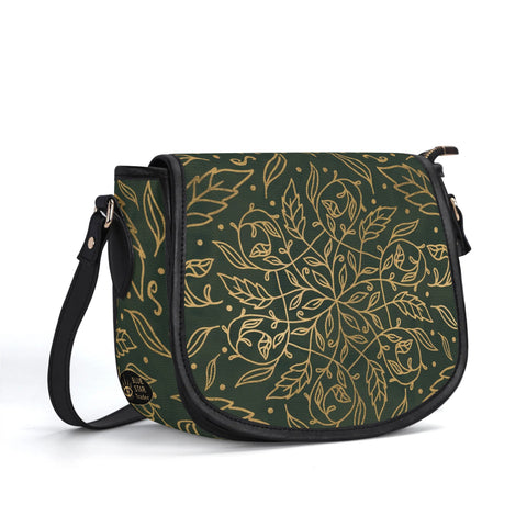 Green Leaf Mandala Vegan Saddle Bag