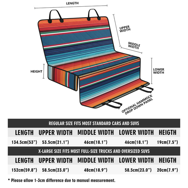 Pet seat cover size chart