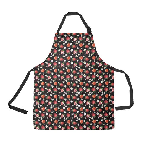 cute black apron with red strawberries pattern