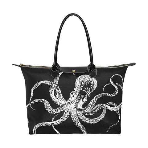 Goth octopus Black tote purse handbag