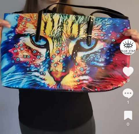 large rainbow cat tote bag