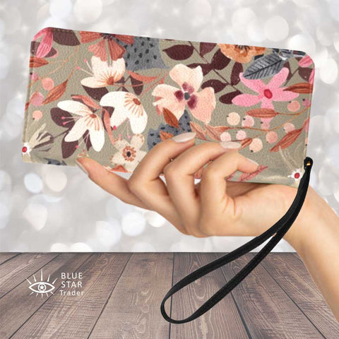 Cottagecore Boho floral zippered wallet, clutch purse