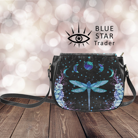 blue dragonfly saddlebag purse