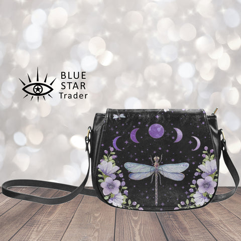 purple dragonfly crossbody purse