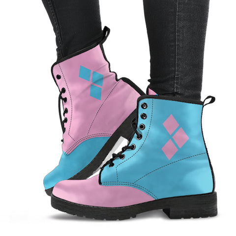 bubblegum pink and pastel blue Harley boots