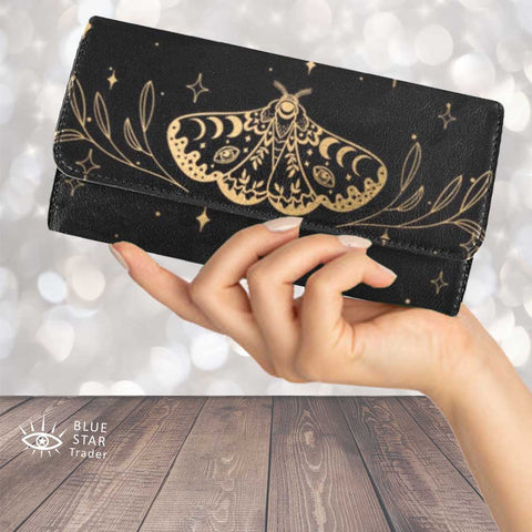 witchy moth trifold wallet