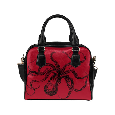 Red octopus purse, Goth bag