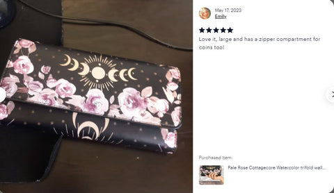 customers love our Cottagecore Roses with Moon Phases wallet!