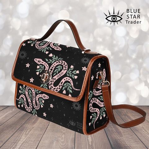 Pink snakes canvas purse