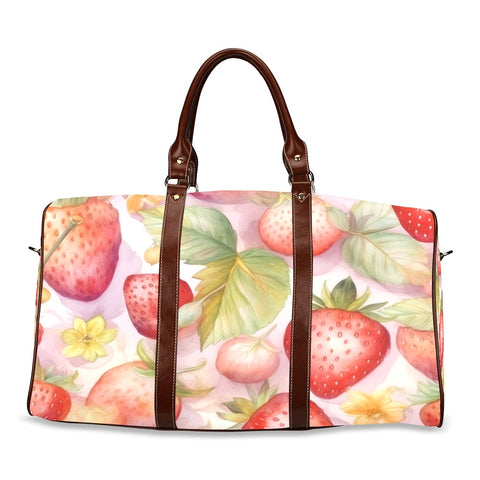 Cute pink strawberries travel bag