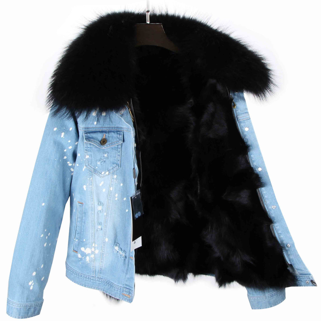 denim and fur jacket