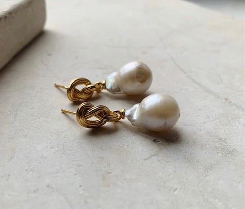 Lily King | Shop Chunky Baroque Pearl Knot Earrings by Shyla