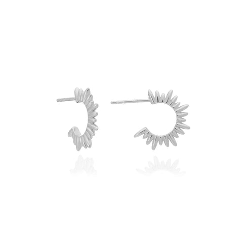 Lily King | Electric Goddess Mini Hoop Earrings in Silver by Rachel Jackson